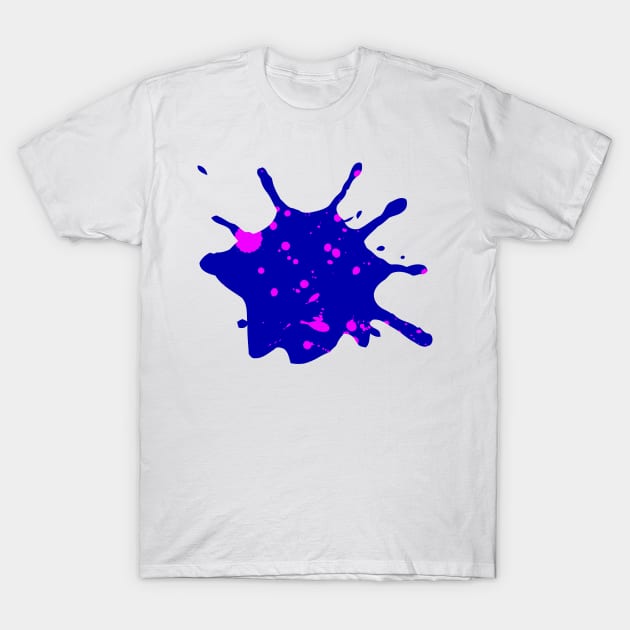 Midnight Blue and Neon Pink Paint Splatter T-Shirt by CraftyCatz